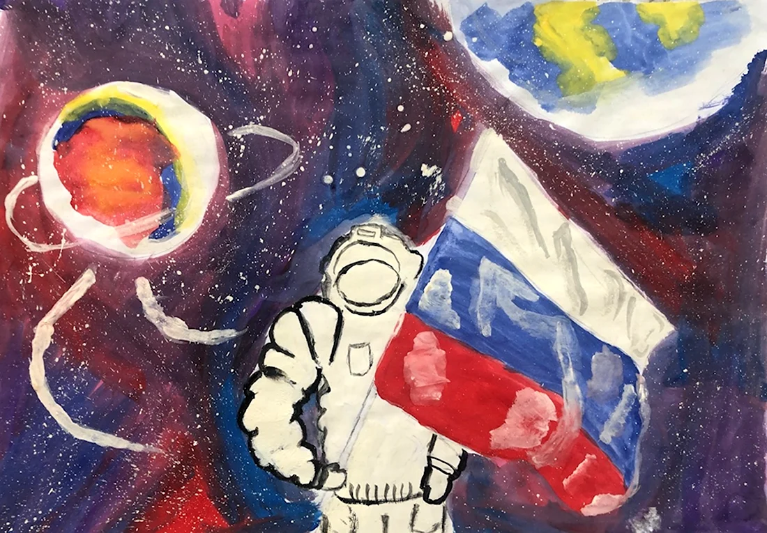 Космонавт красками