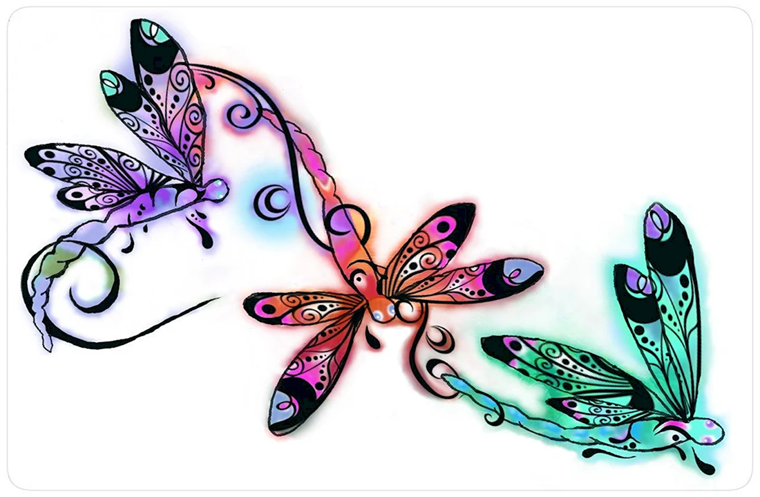Красивые бабочки и Стрекозы декоративное рисование