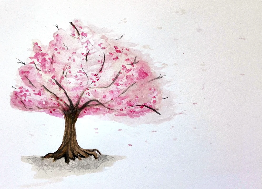Креативные цветущие ветки деревьев акварелью