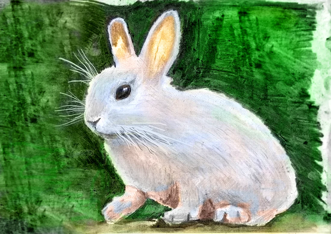 Кролик пастелью
