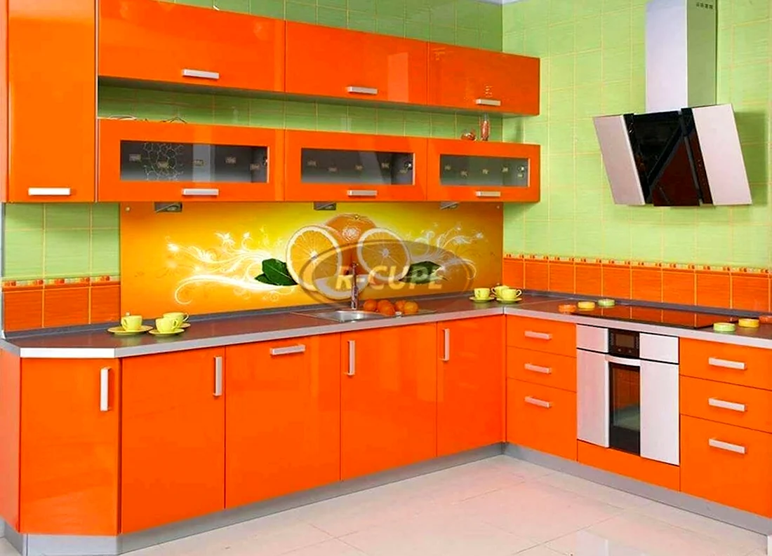 Кухня апельсин угловая