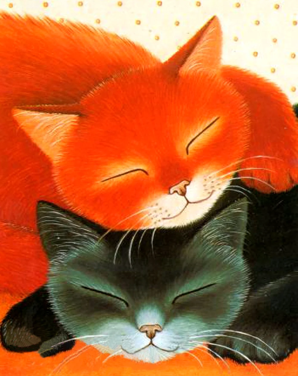 Любовь рыжего и черного кота