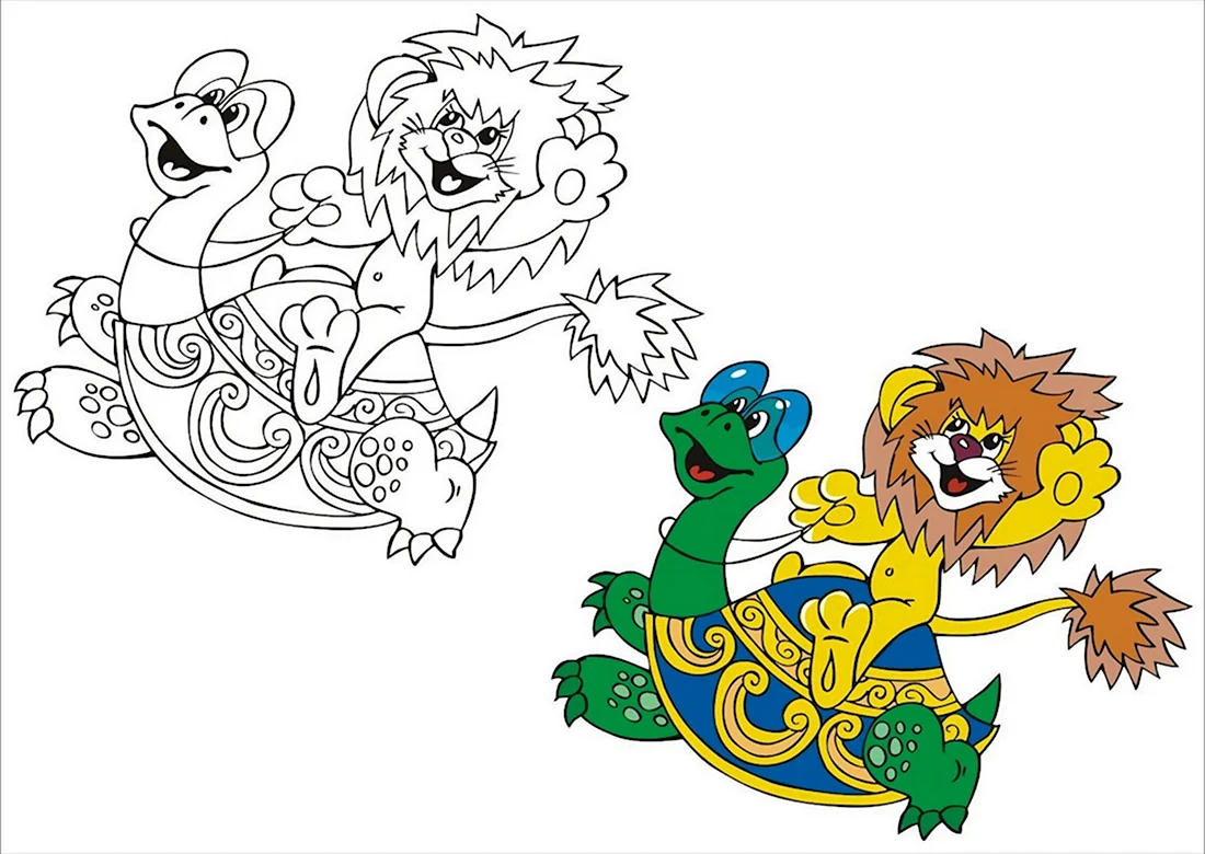 Львенок и черепаха раскраска из мультика для детей
