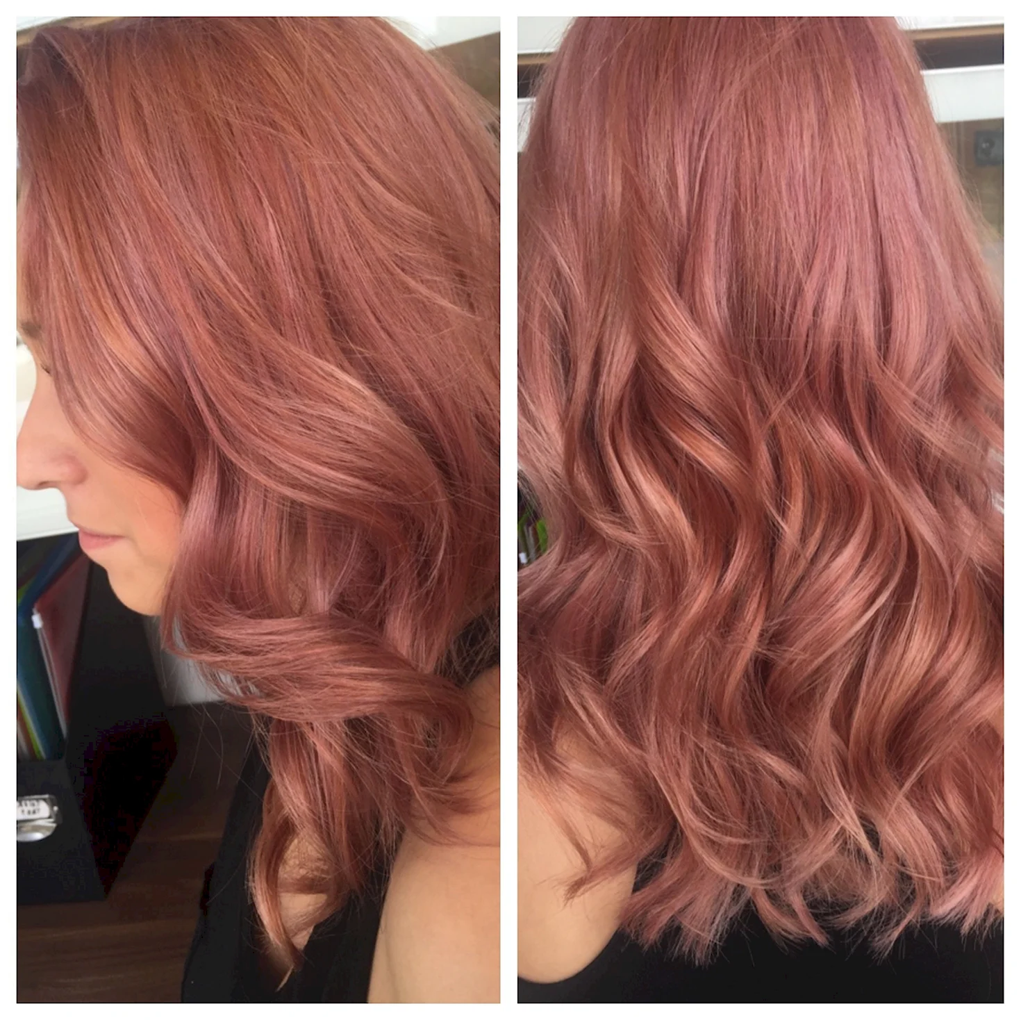 Медно розовые оттенки волос