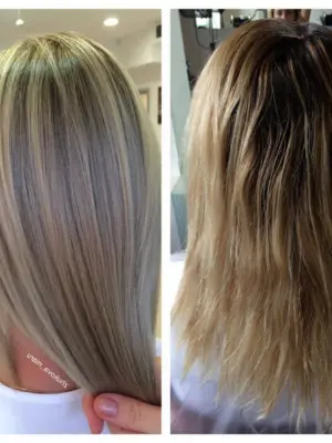 Мелирование волос до и после