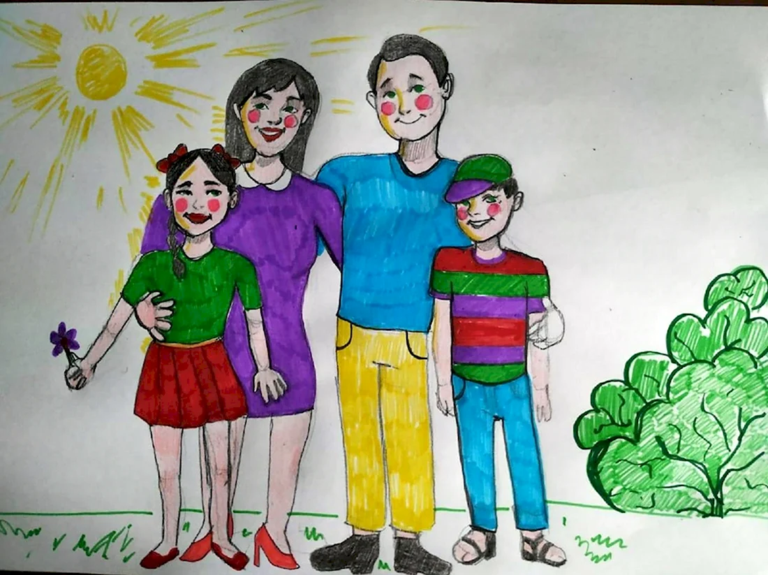 Многодетная семья рисунок