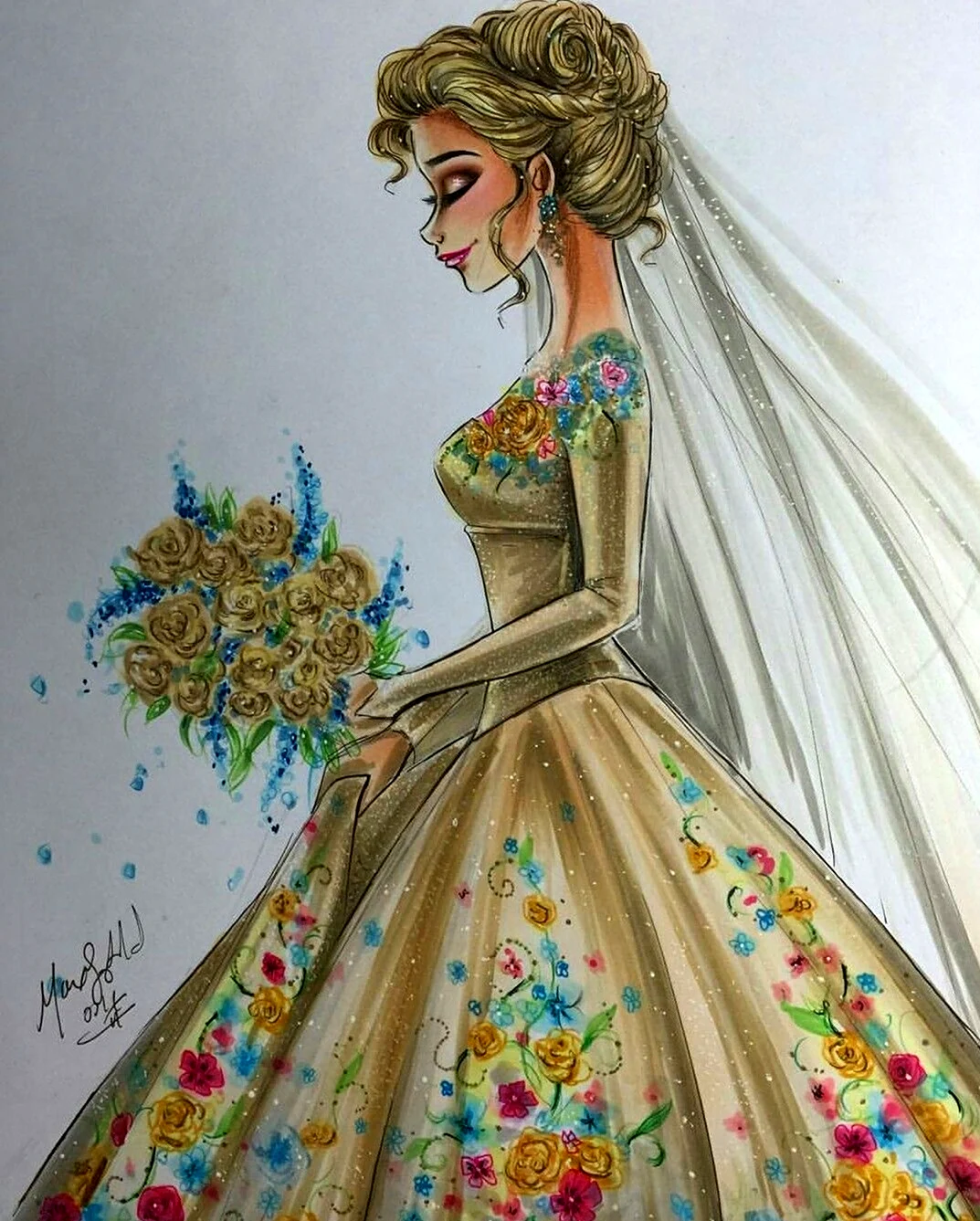 Набросок принцессы в платье