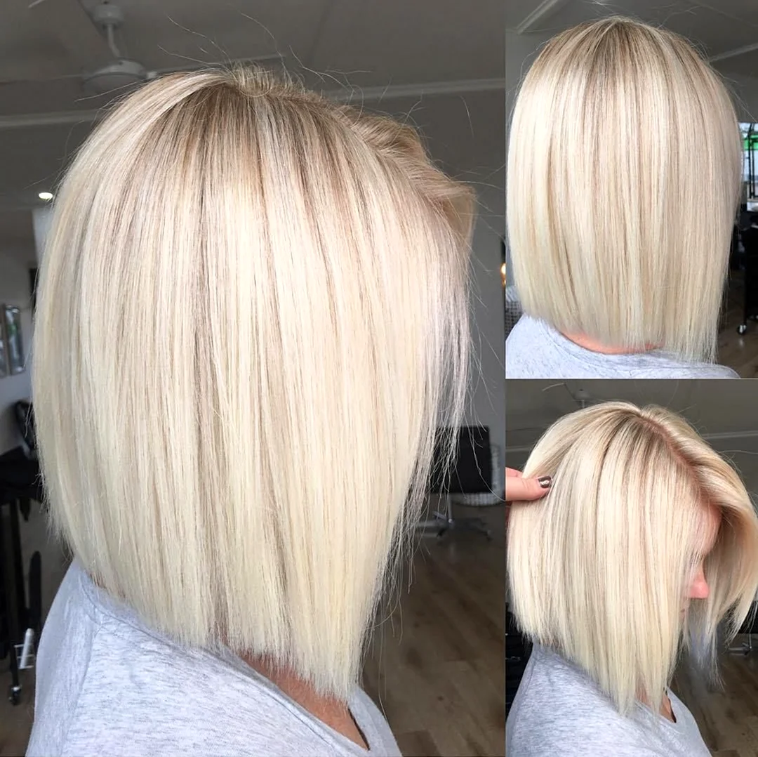 Наращивание волос каре блонд