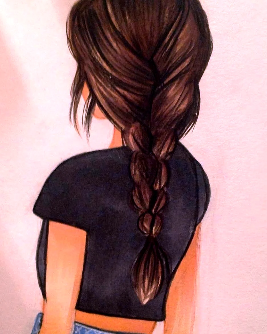 Нарисованная девушка со спины