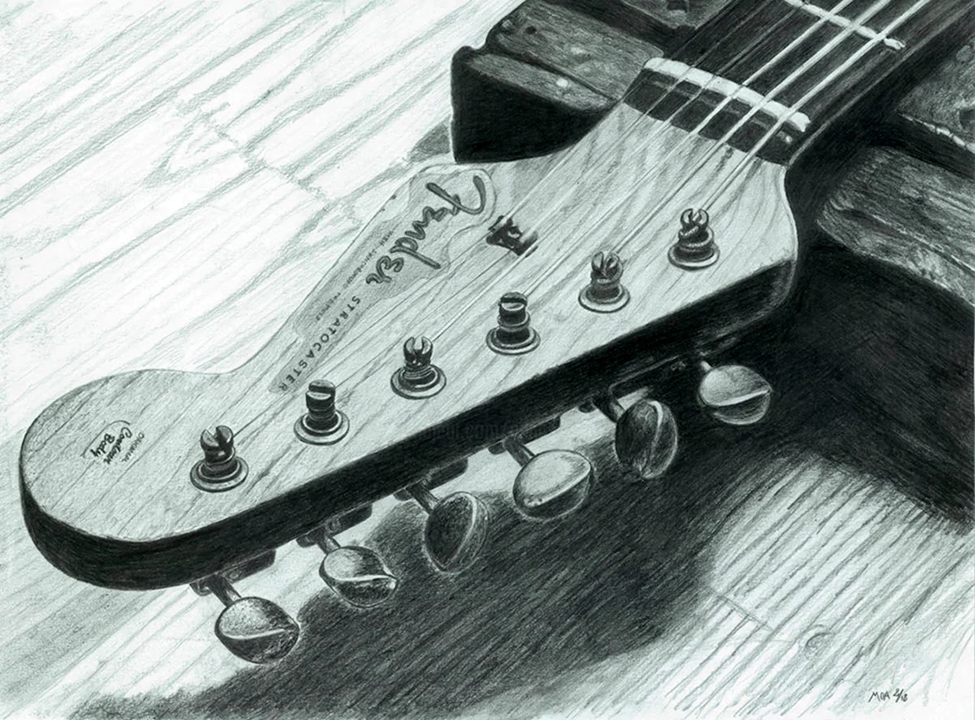 Необычная гитара рисунок карандашом