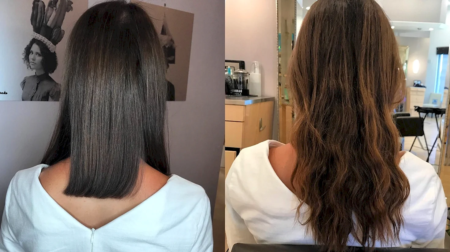 Однотонное окрашивание волос до и после