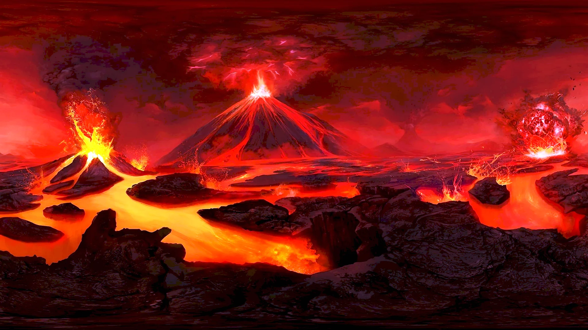 Огненная лава вулкана