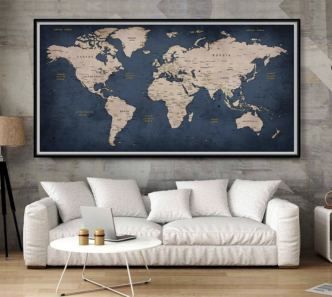 Огромная карта мира на стену