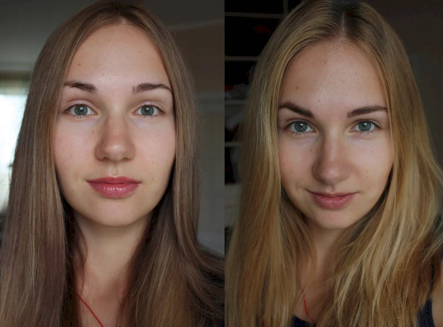 Окрашивание русых волос до и после