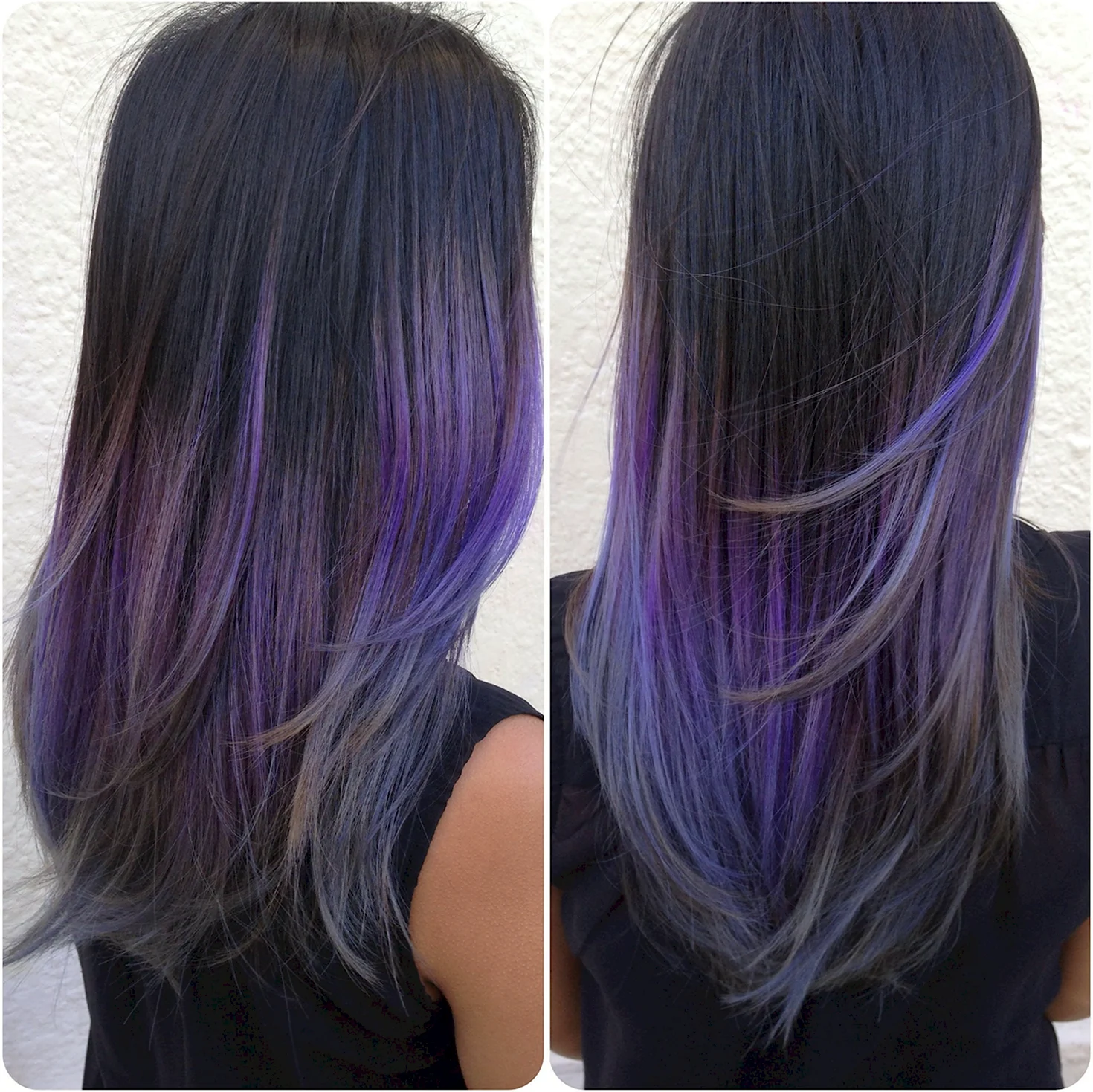 Окрашивание волос балаяж фиолетовый на темные