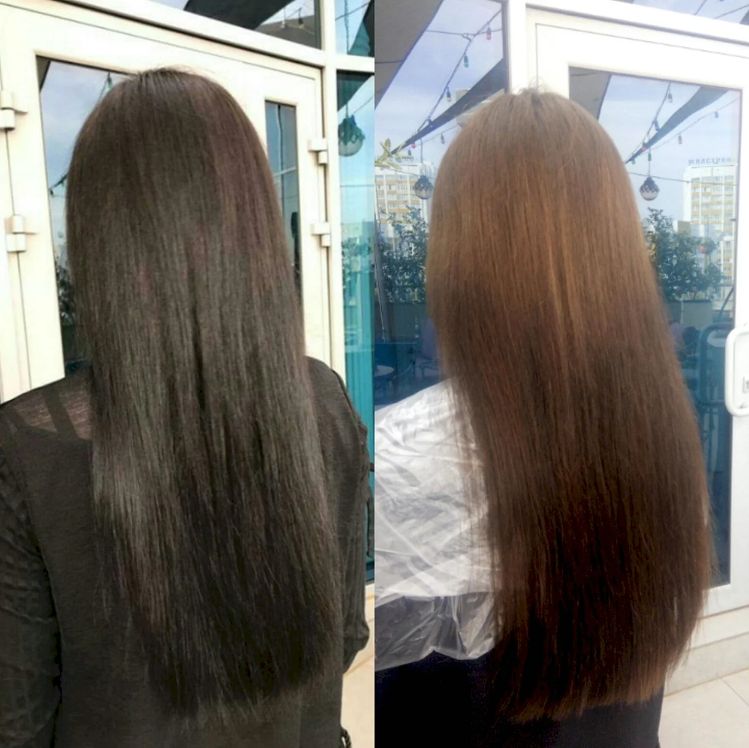 Окрашивание волос до и после