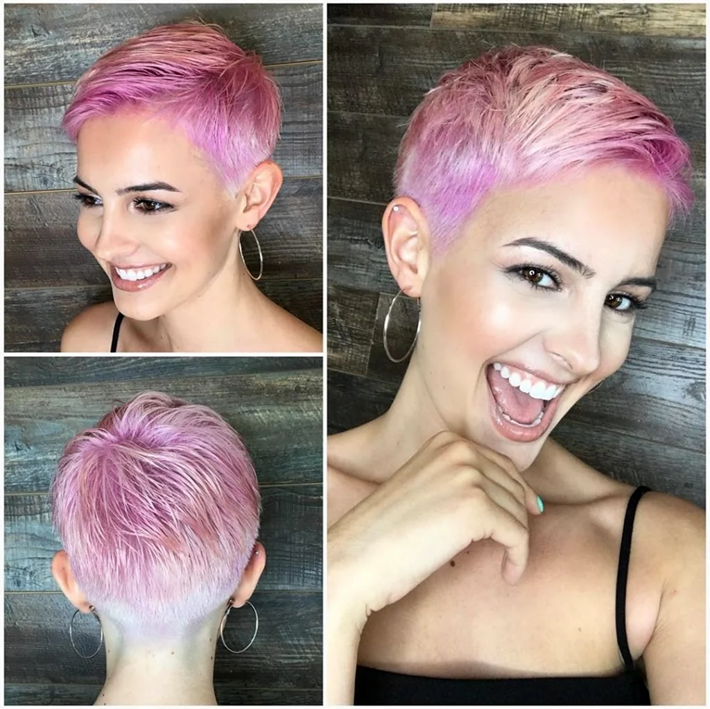 Пикси стрижка розовые волосы