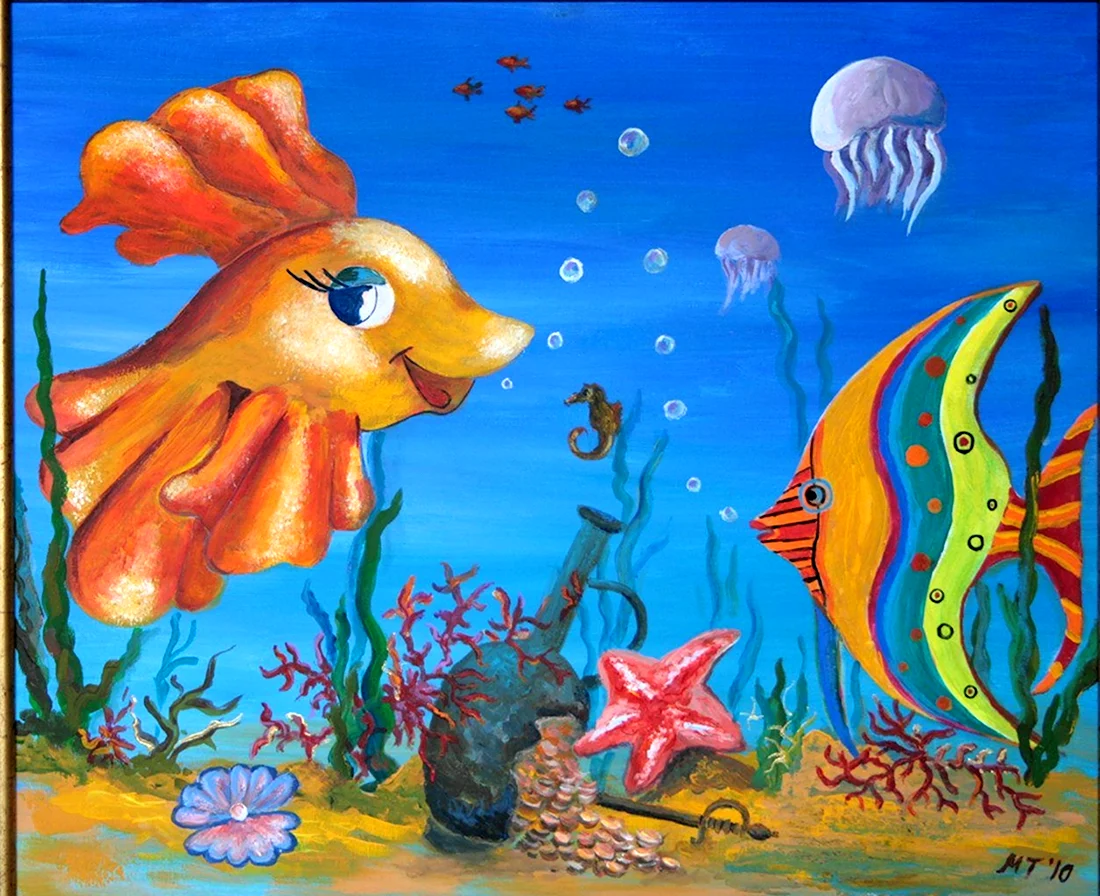 Подводный мир красками для детей