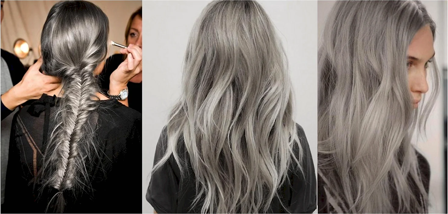 Покрасить волосы в пепельный цвет до и после