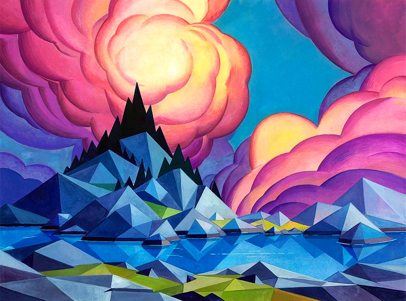 Polygonal Landscape Paintings by Laura Bifano