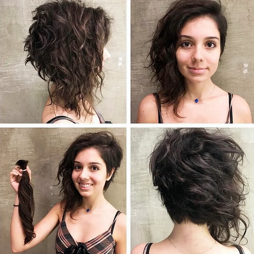 Прическа асимметрия на вьющиеся волосы