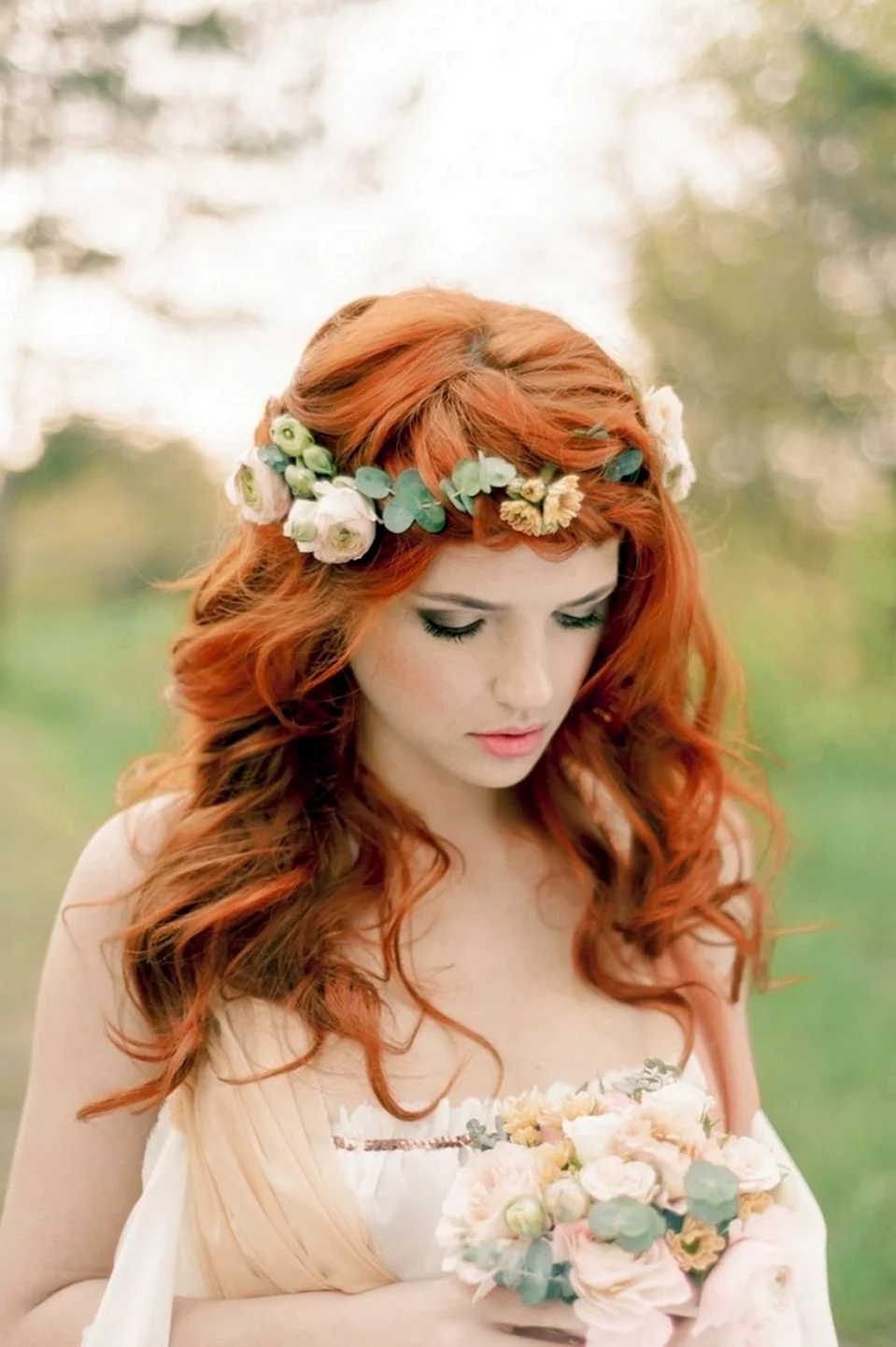Прическа на свадьбу рыжие волосы