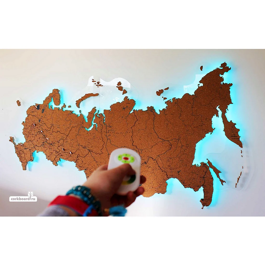 Пробковая карта России с городами