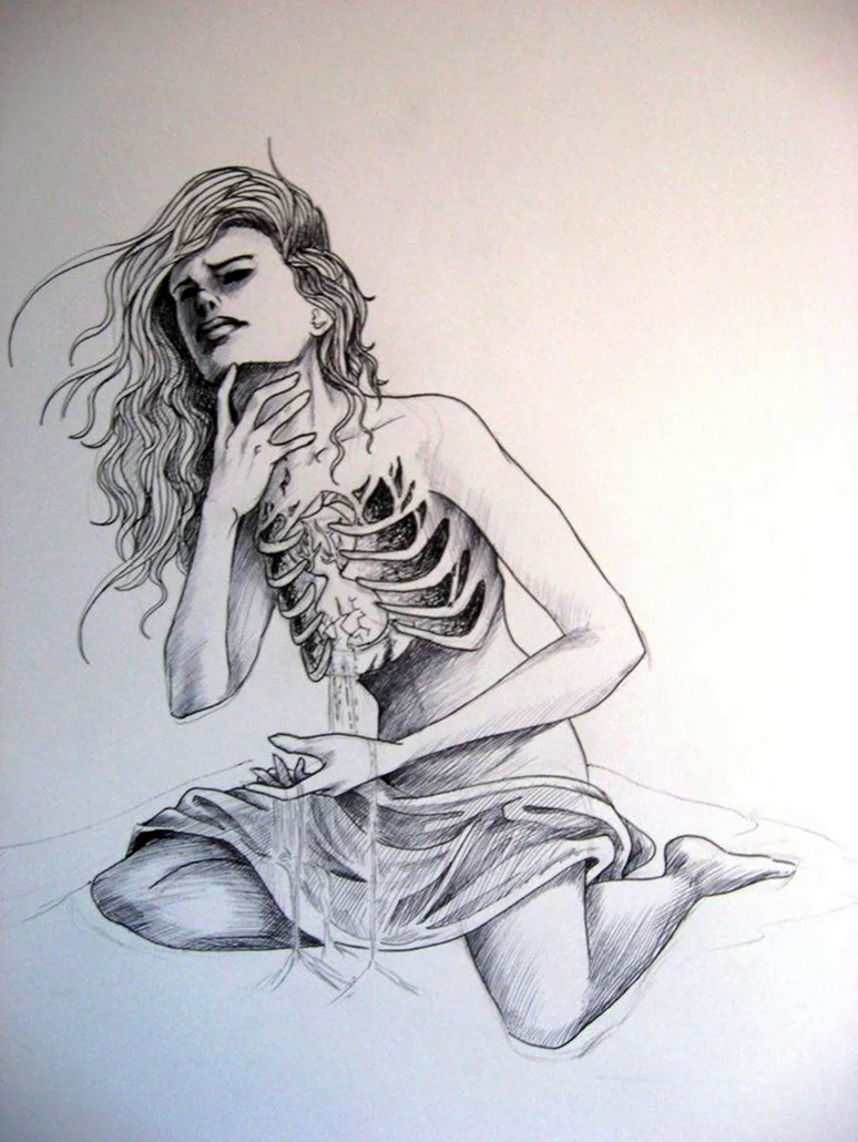Психоделический рисунок карандашом девочки