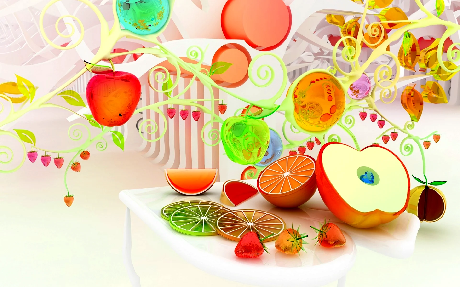 Разноцветные фрукты