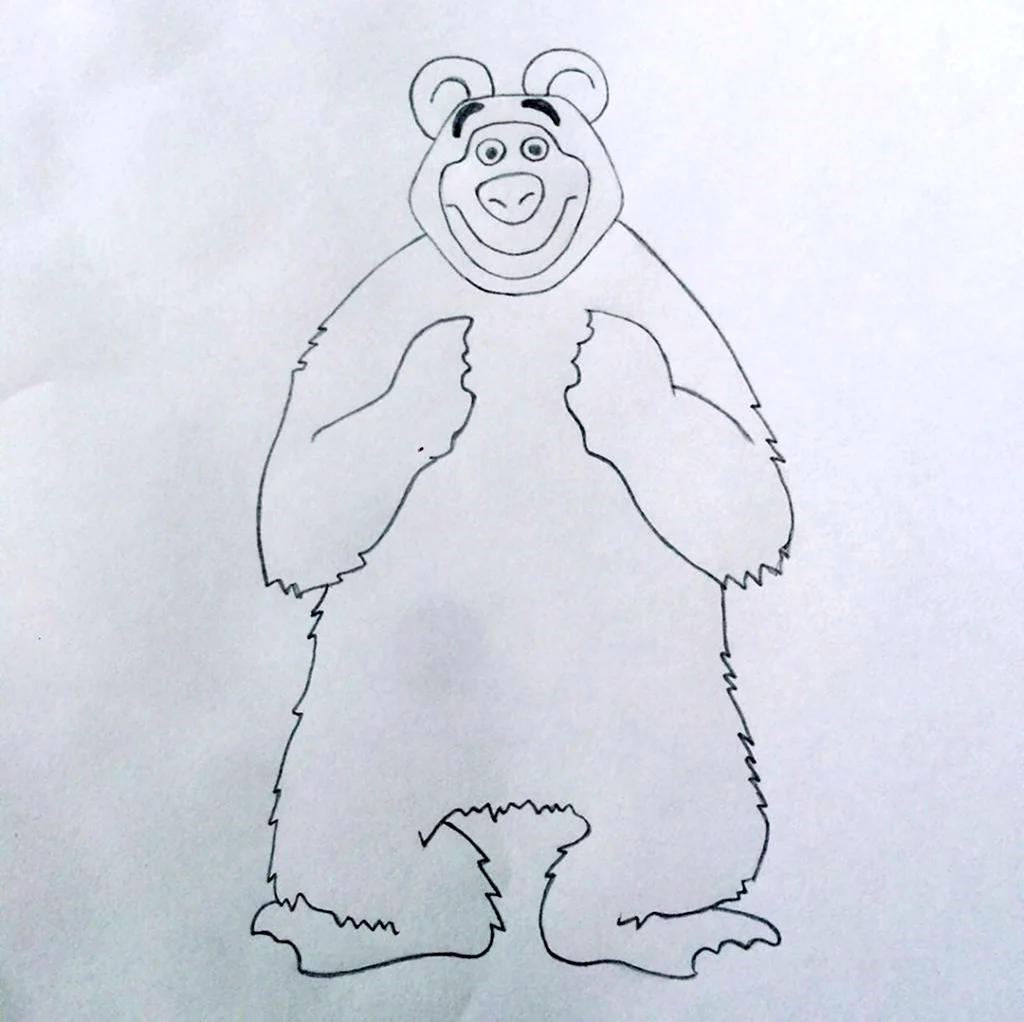 Рисуем медведя из мультика Маша и медведь