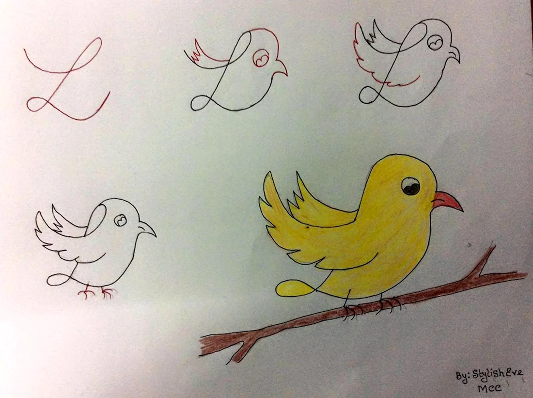 Рисунки птичек легкие
