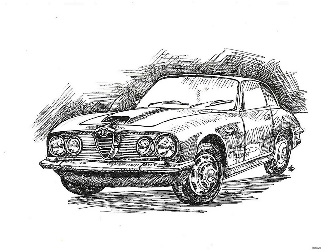 Рисунок автомобиля карандашом