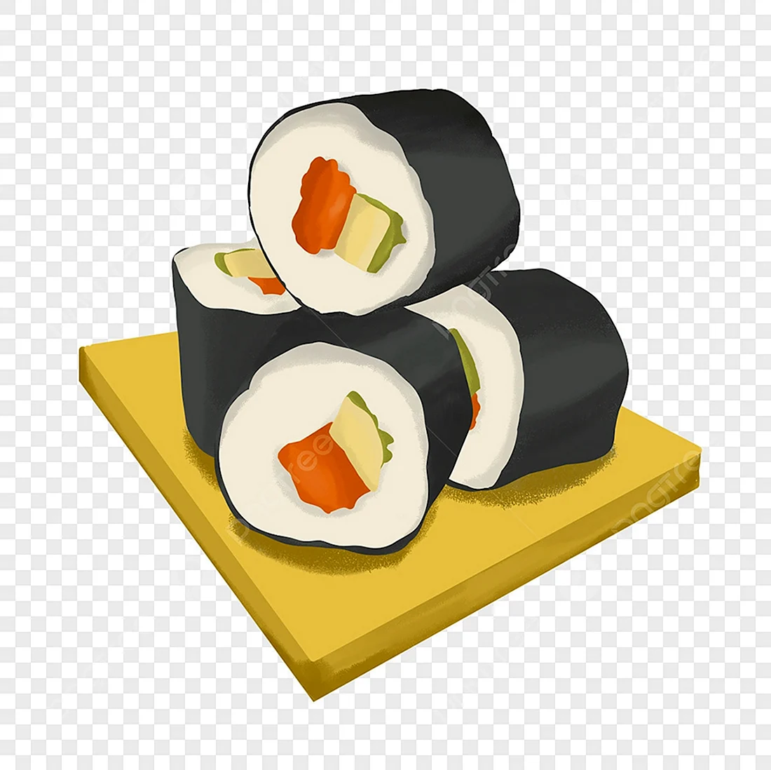 Рисунок суши на тарелке