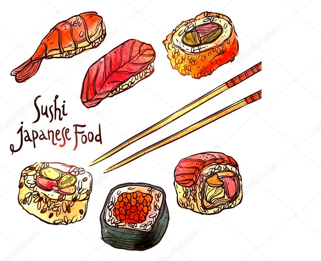 Рисунок суши роллы