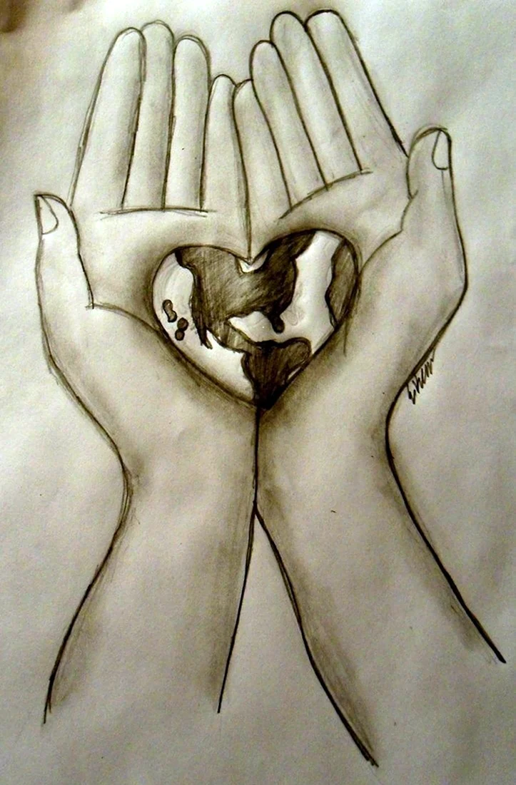 Сердце в руках рисунок