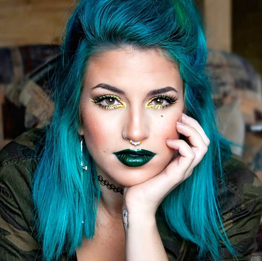 Сине зеленый макияж