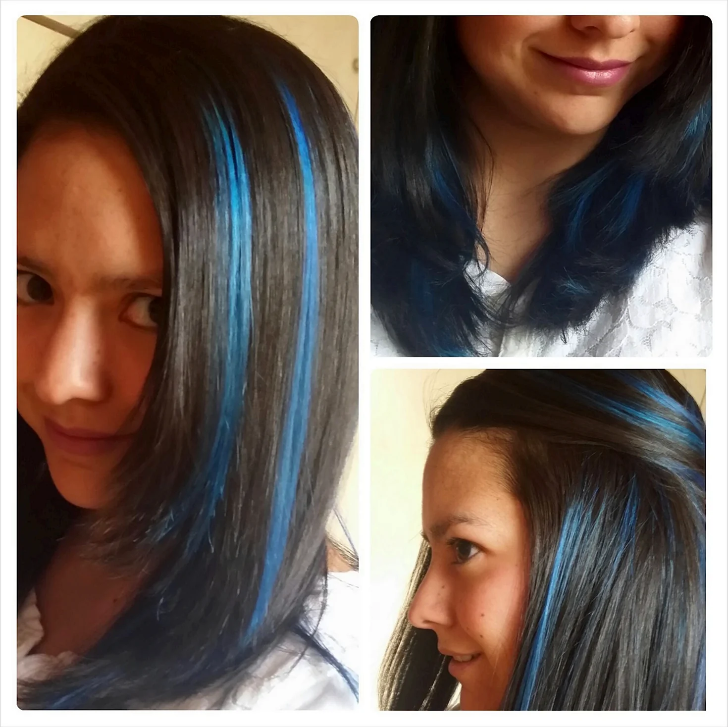 Синие прядки в волосах