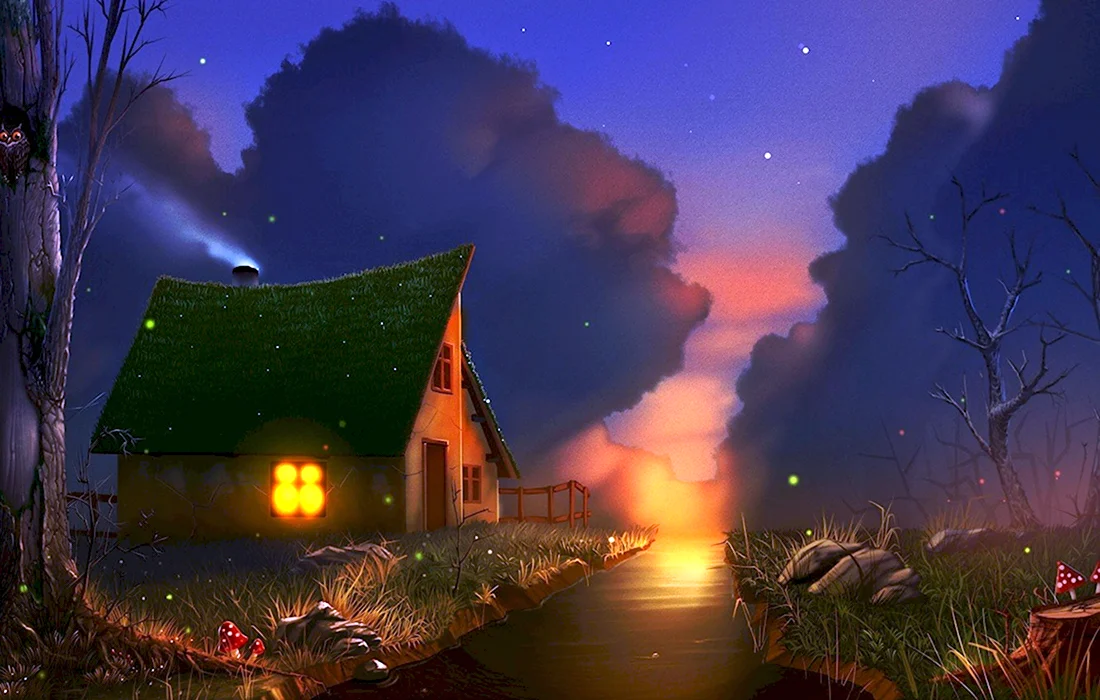 Сказочные домики ночью