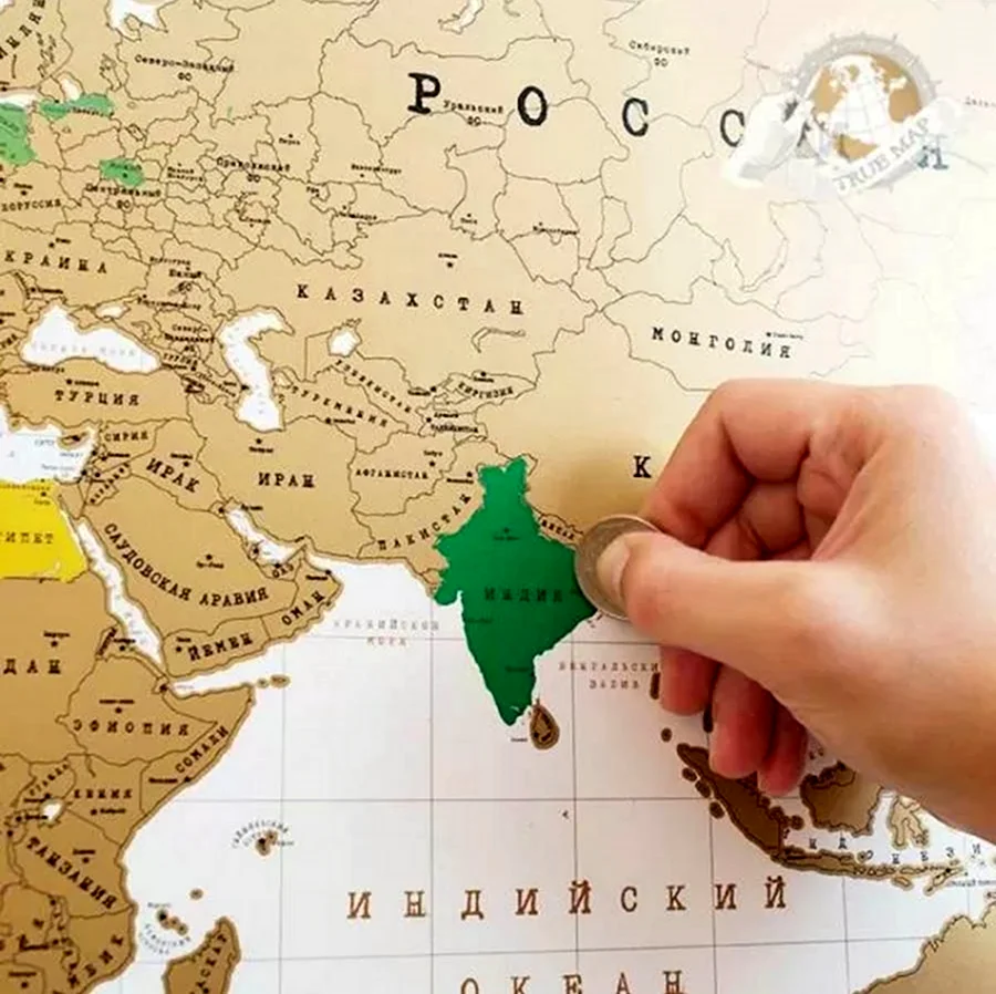 Скретч-карта мира стиральная карта путешествий Black