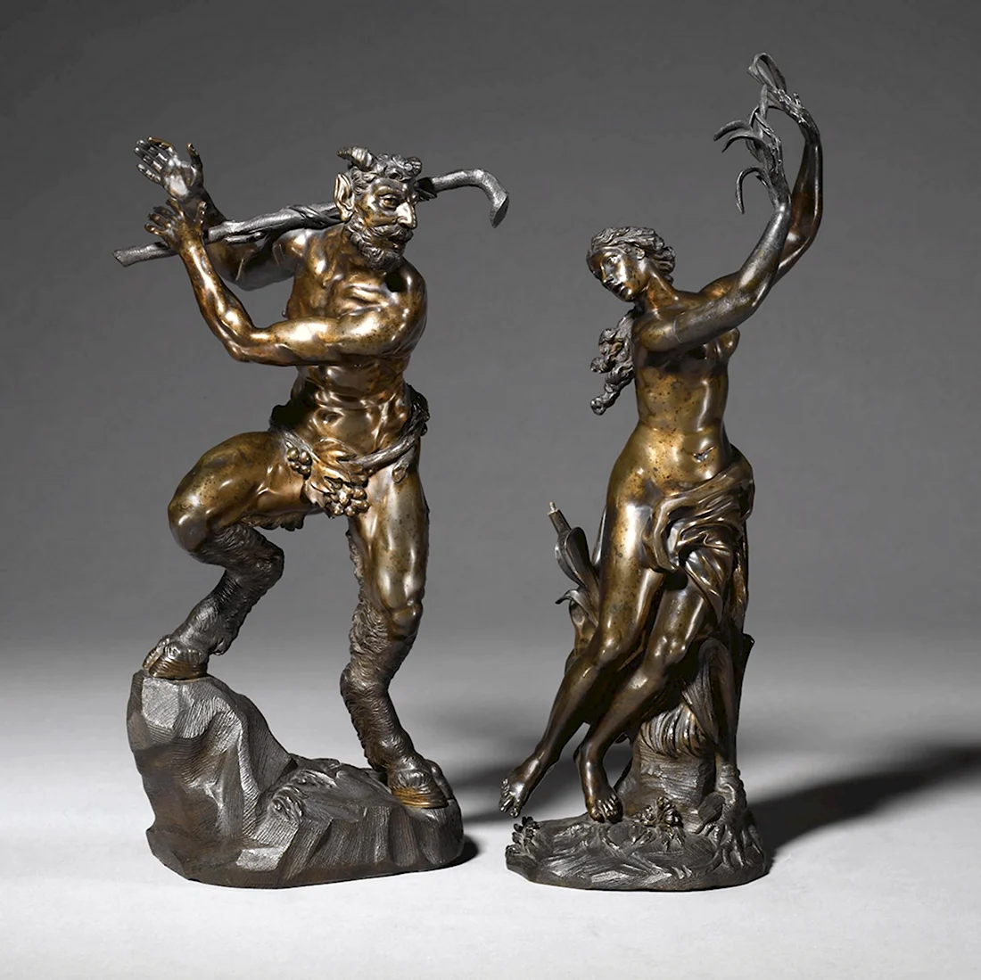 Скульптура сатир и нимфа бронза