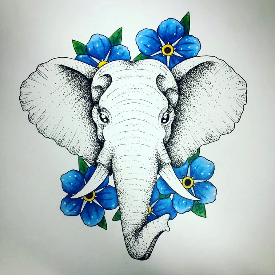 Слон с цветами