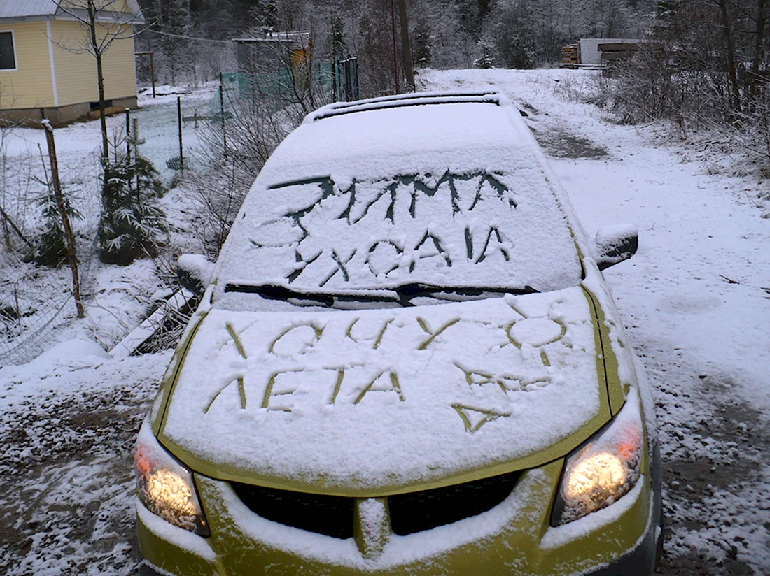 Смешные надписи на снегу