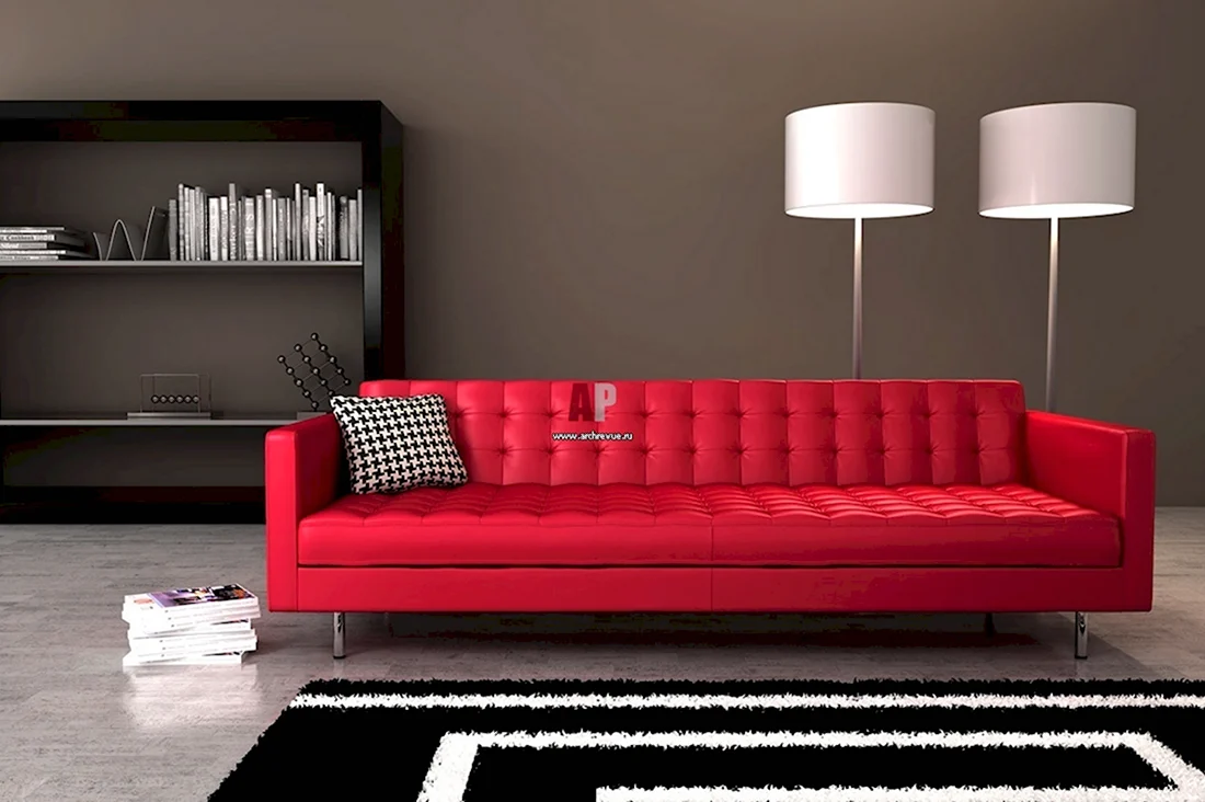 Современный красный диван
