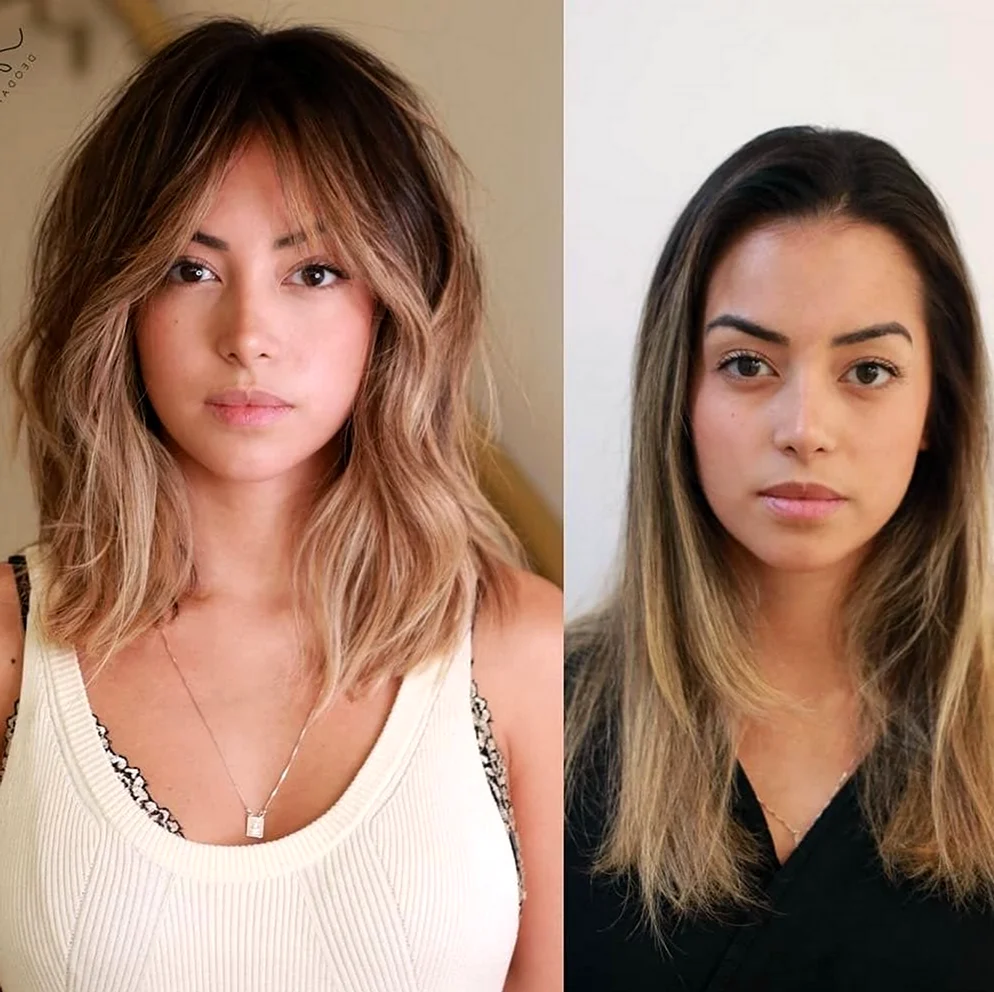 Стрижки до и после на средние волосы