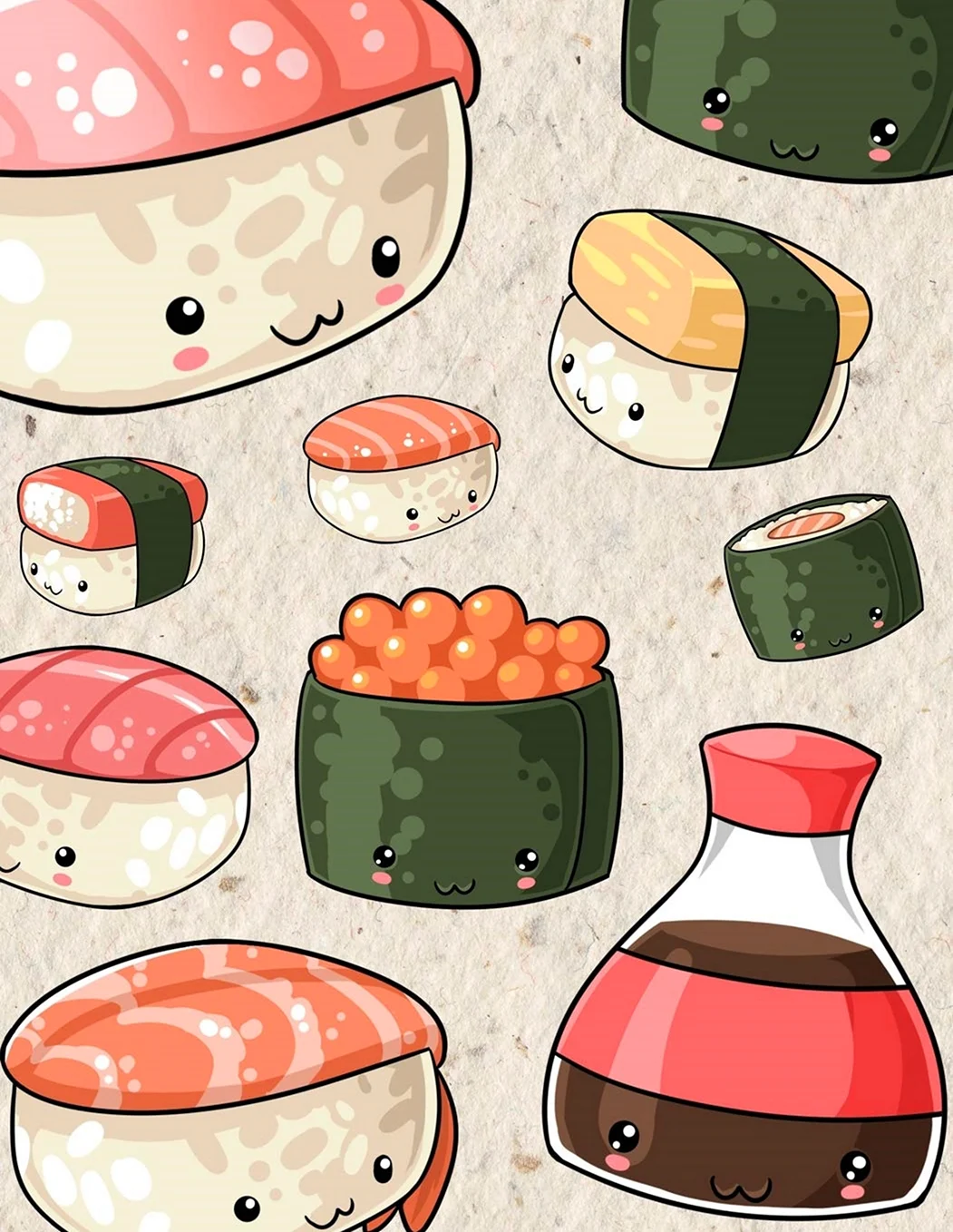 Sushi aesthetic drawing
