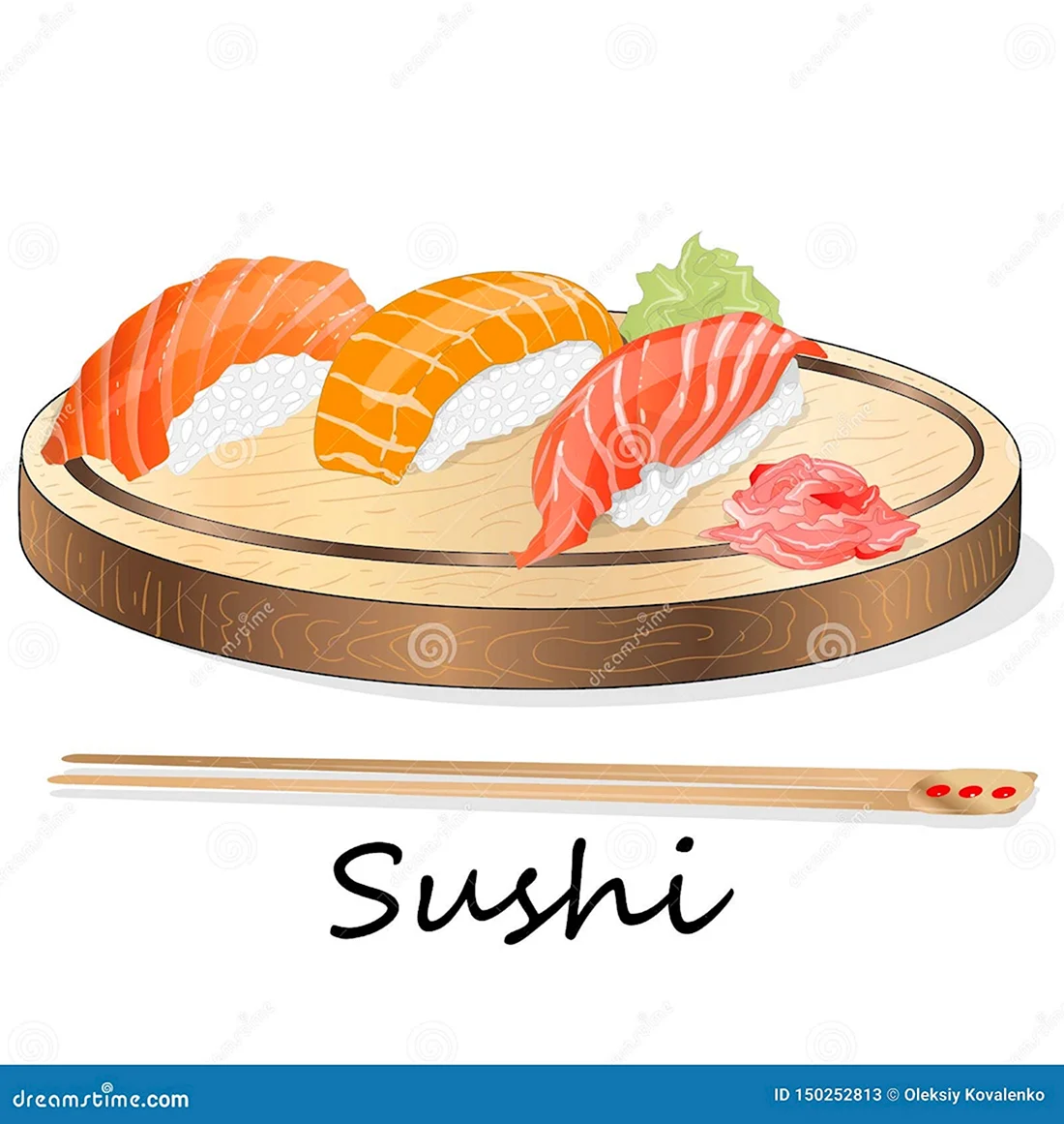 Суши с лососем рисунок