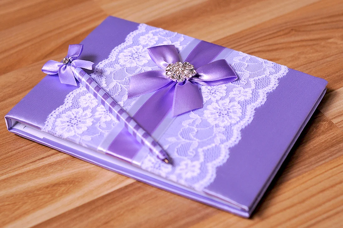 Свадебный альбом для пожеланий фиолетовый