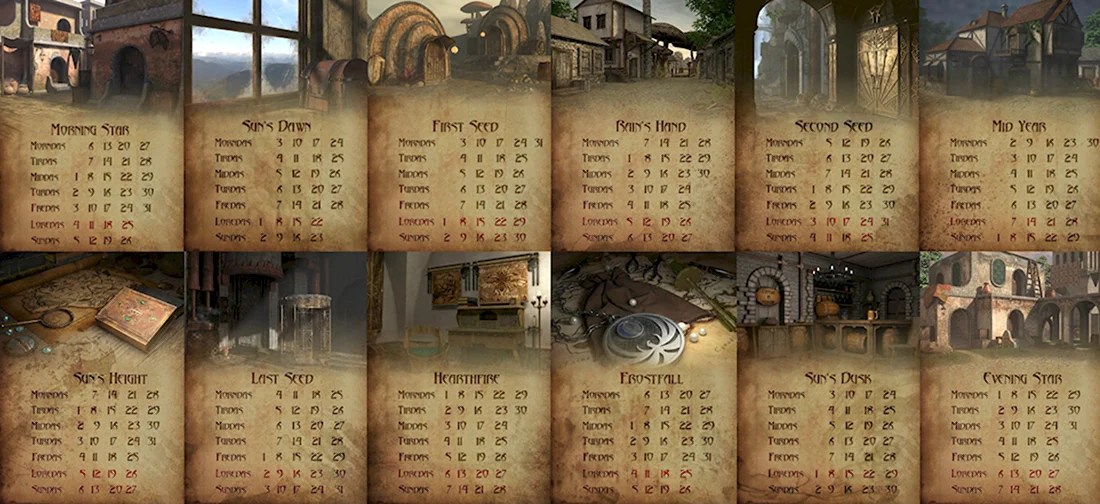The Elder Scrolls календарь Тамриэля