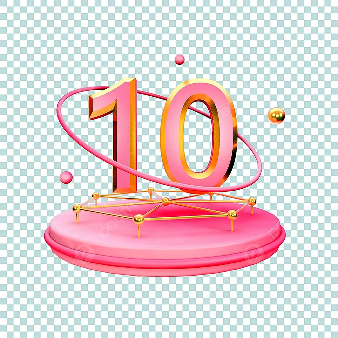 Цифра 10 розовая