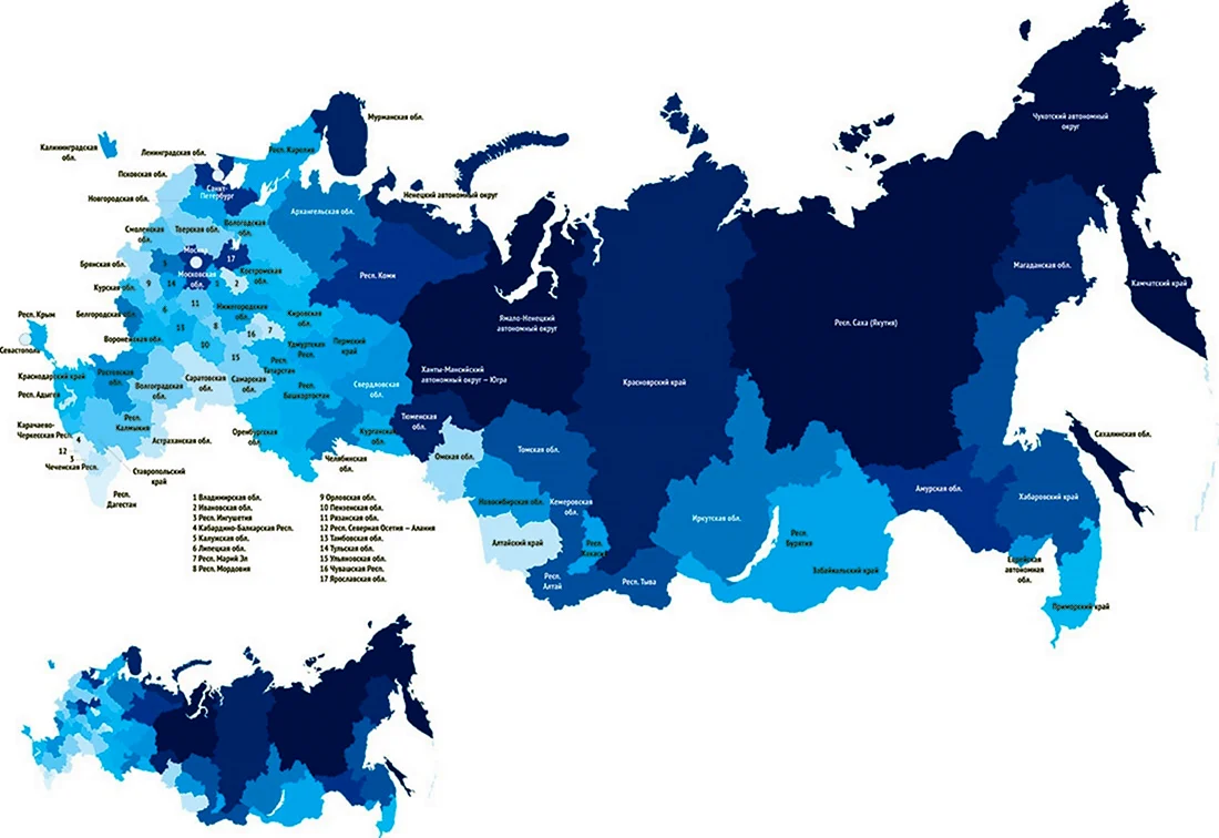 Векторная карта России с регионами